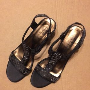 Rhinestone black dressy sandal. Barely used